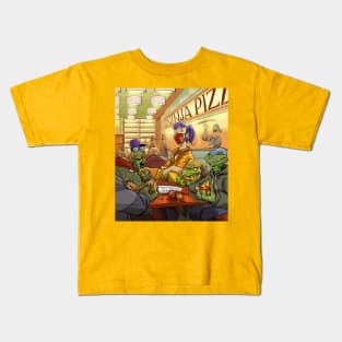 TMNT with April on a date Kids T-Shirt